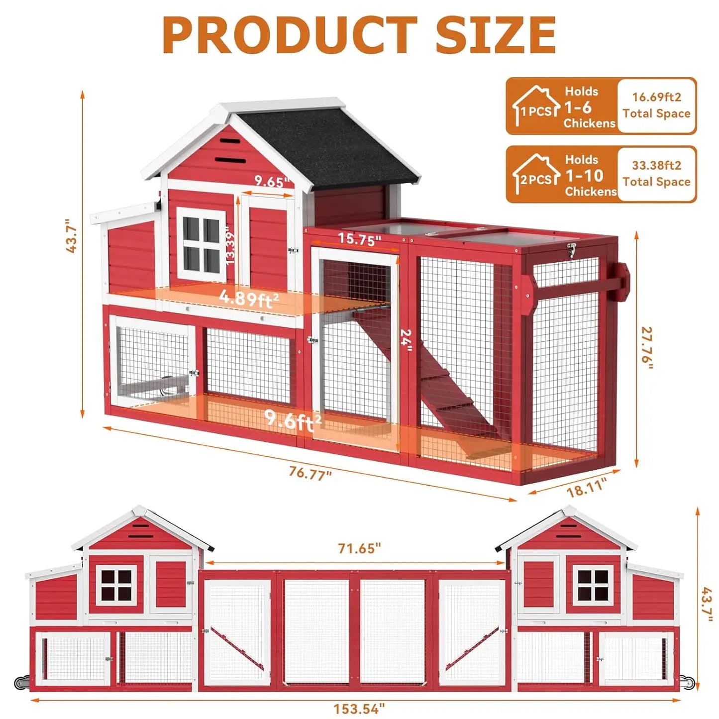 Mobile Chicken Coop With Run And Wheels Weatherproof Roof