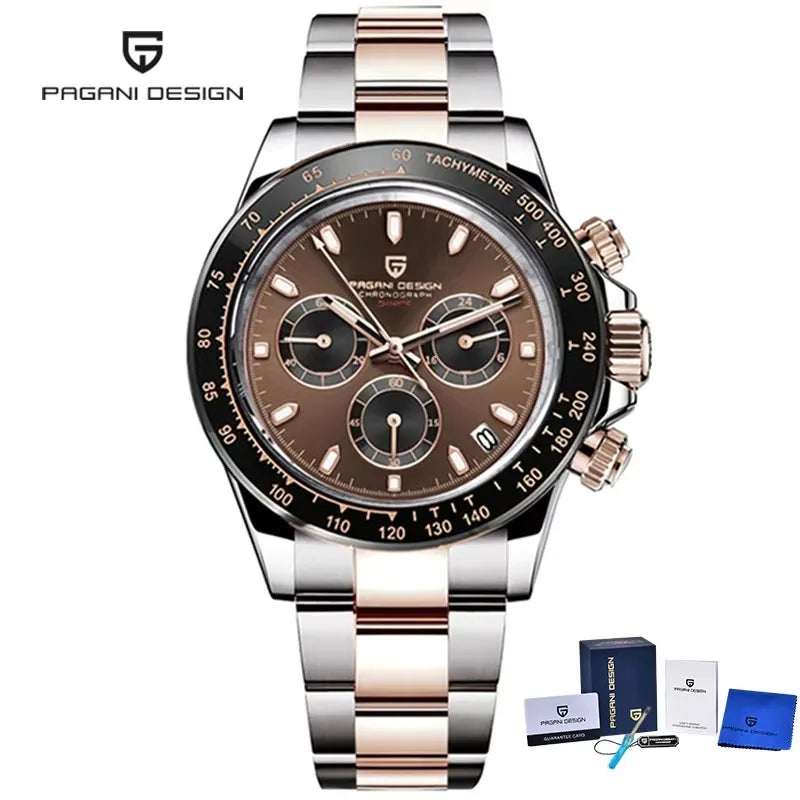 PAGANI DESIGN 1644 Men's Quartz Chronograph Luxury Stainless Steel Watch