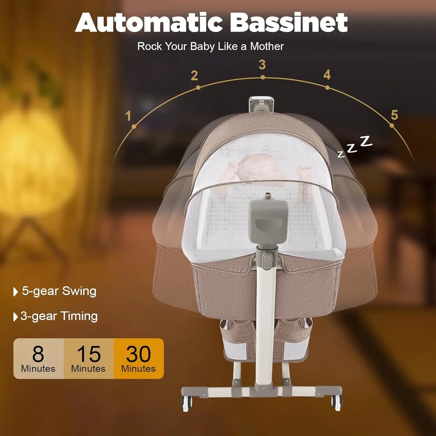 Smart Electric Baby Bassinet Bedside Sleeper With Music Automatic Cradle