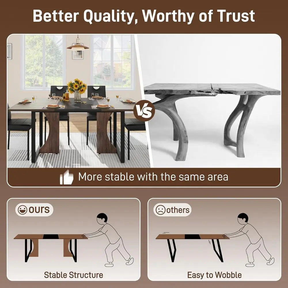 Modern Wooden Dining Set With Upholstered Chairs For Kitchen