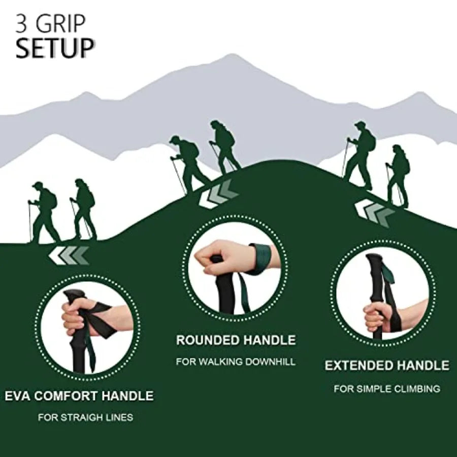 Collapsible Trekking Poles For Hiking With Extra Long Foam Handle