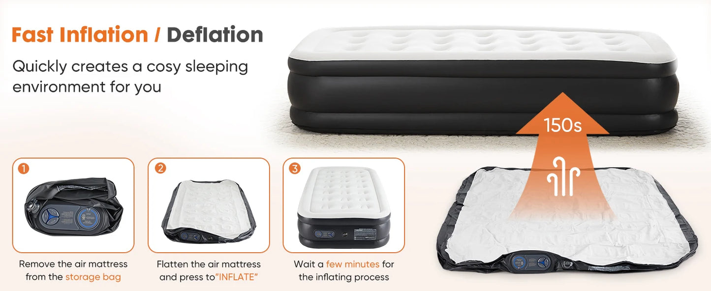 JHK Air Mattress Double Height With Non Slip Bottom