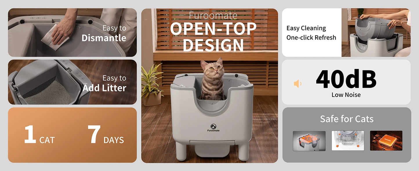 Furoomate F6 Self Cleaning Open Top Cat Litter Box