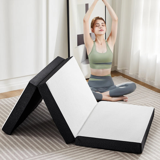 JHK Tri-Fold Memory Foam Mattress With Collapsible Washable Cover