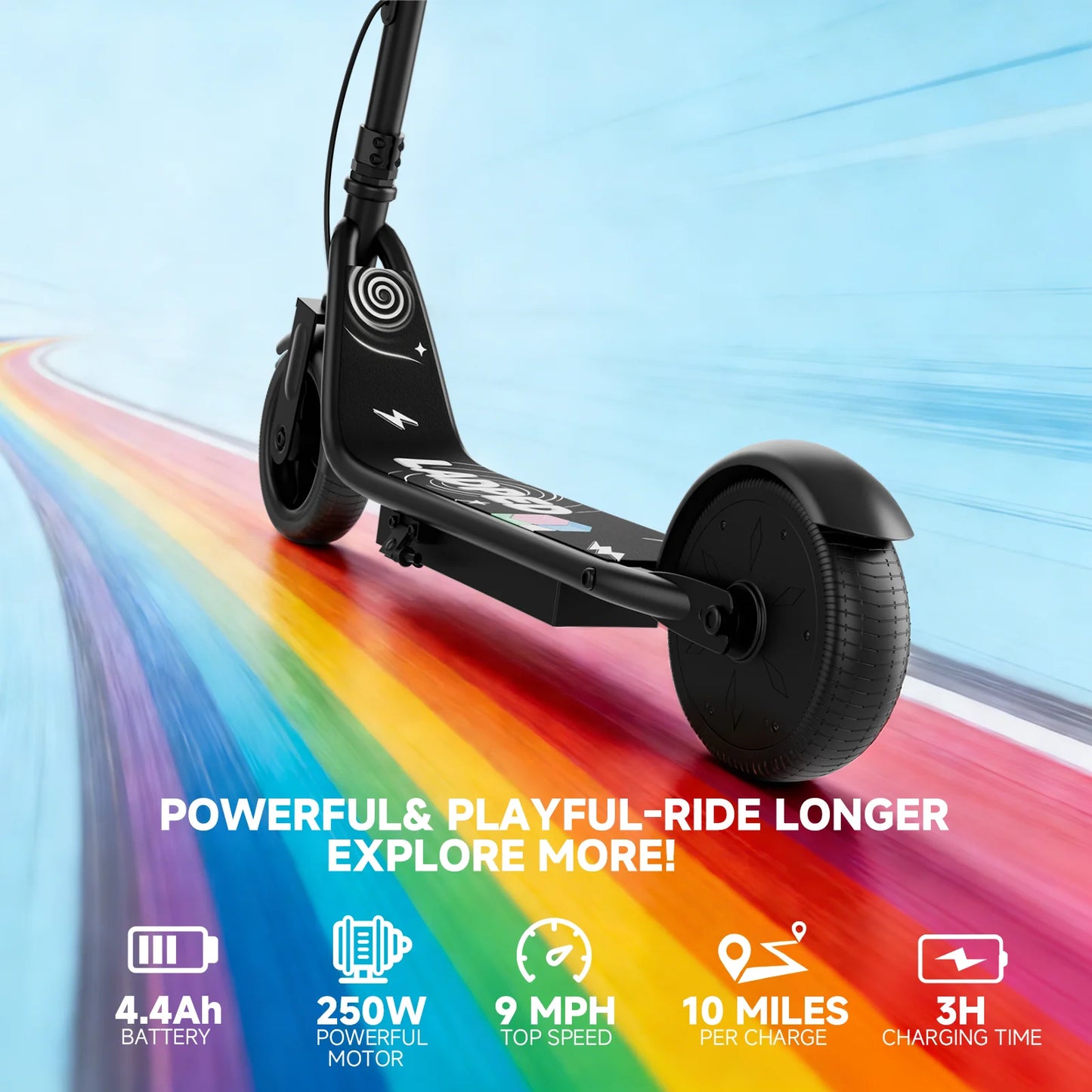 Ladped Kids Electric Scooter 3 Speed Modes 10 Mile Range 250W