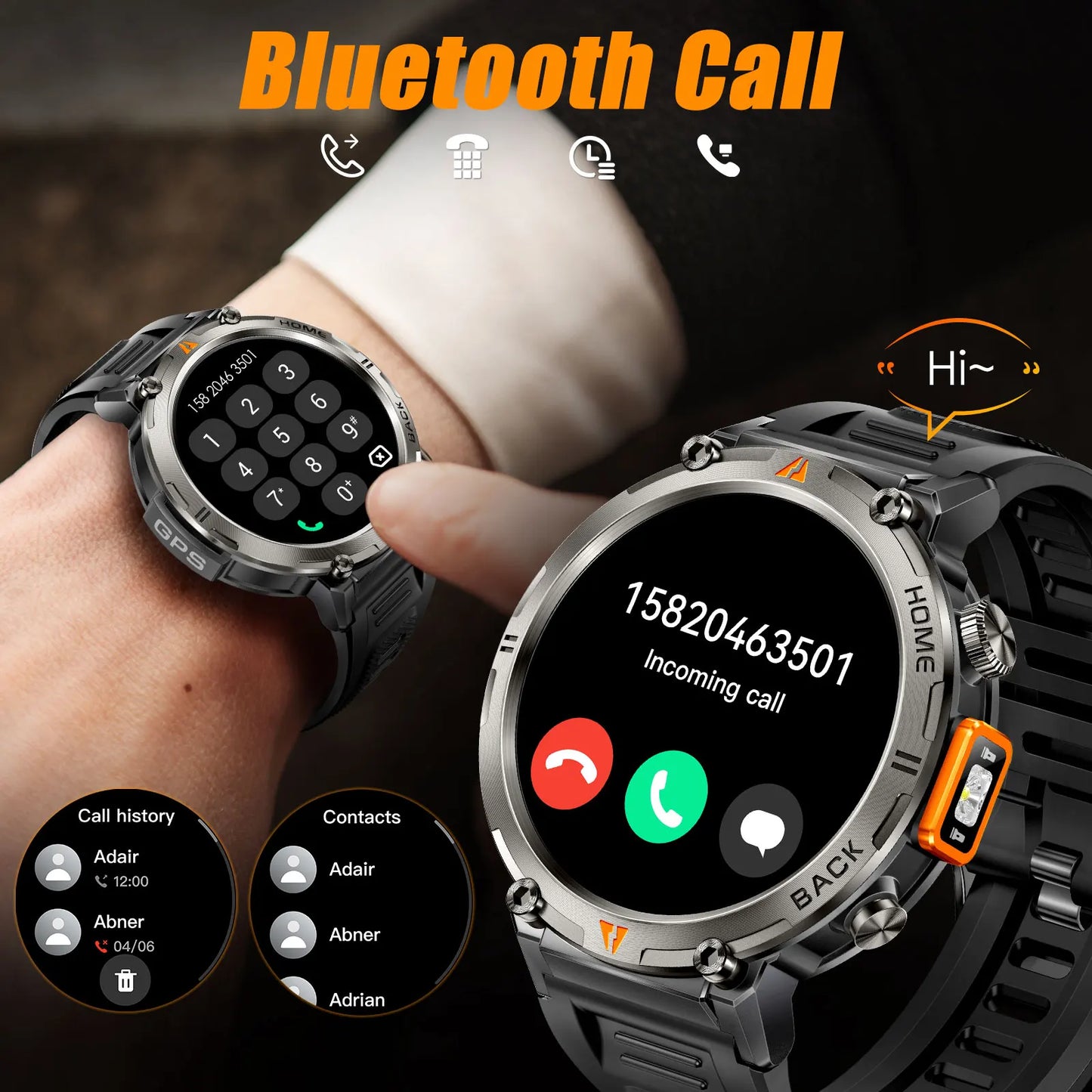 EIGIIS KE3 Smart Watch 3ATM Waterproof Health Monitor with Bluetooth
