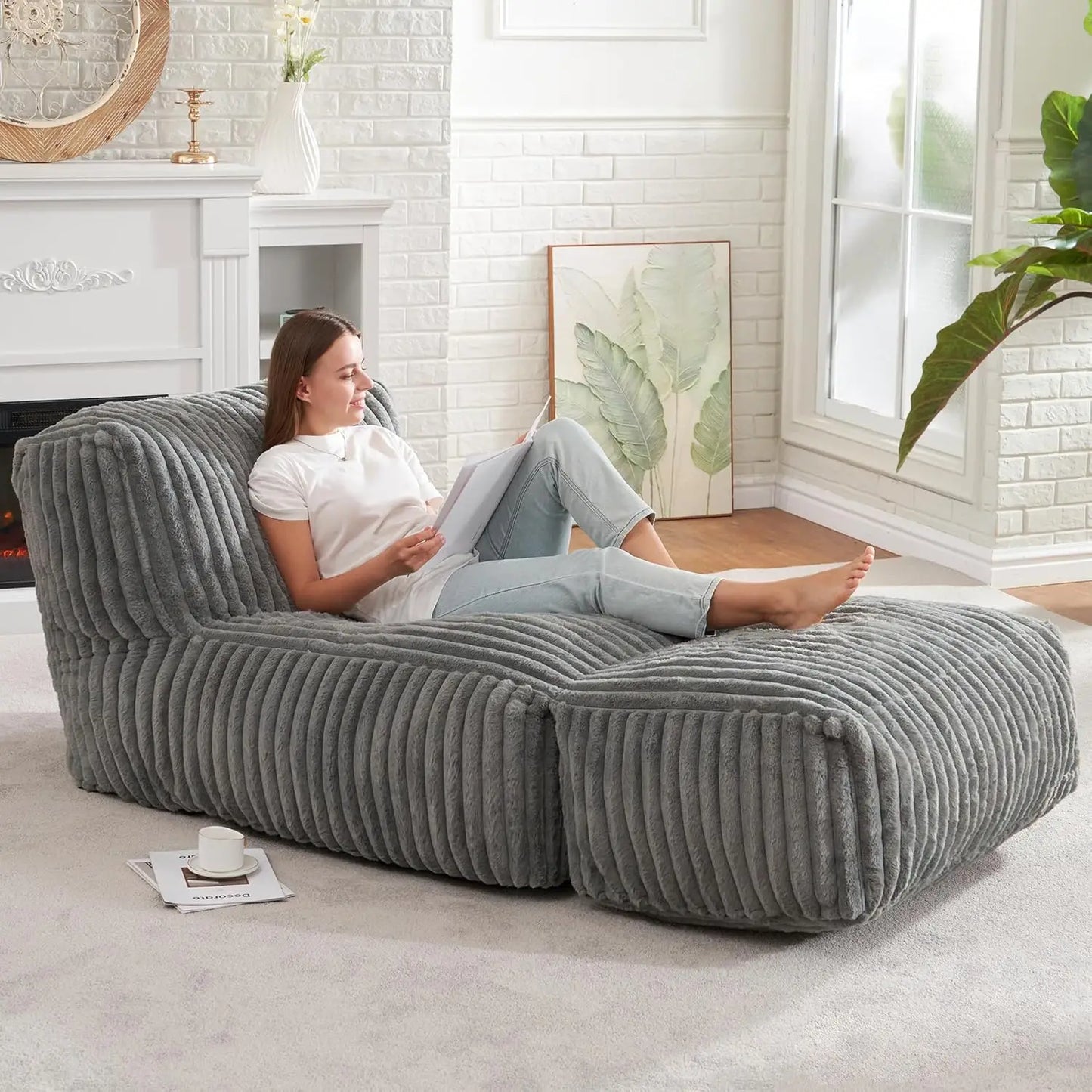 Bean Bag Lounger Chair With Memory Foam