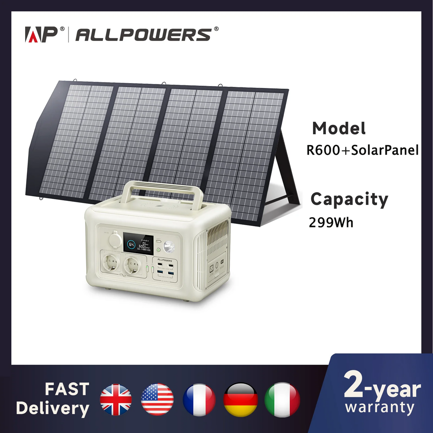 ALLPOWERS R600 Portable Power Station 299Wh Solar Generator