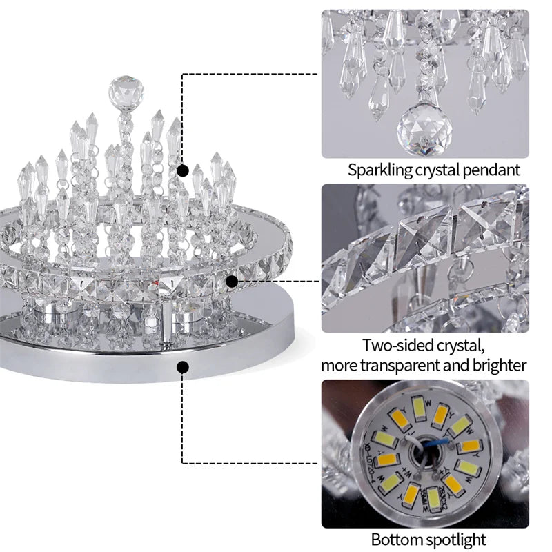 GreeLustr Modern Minimalist Dimmable LED Crystal Chandelier With Remote