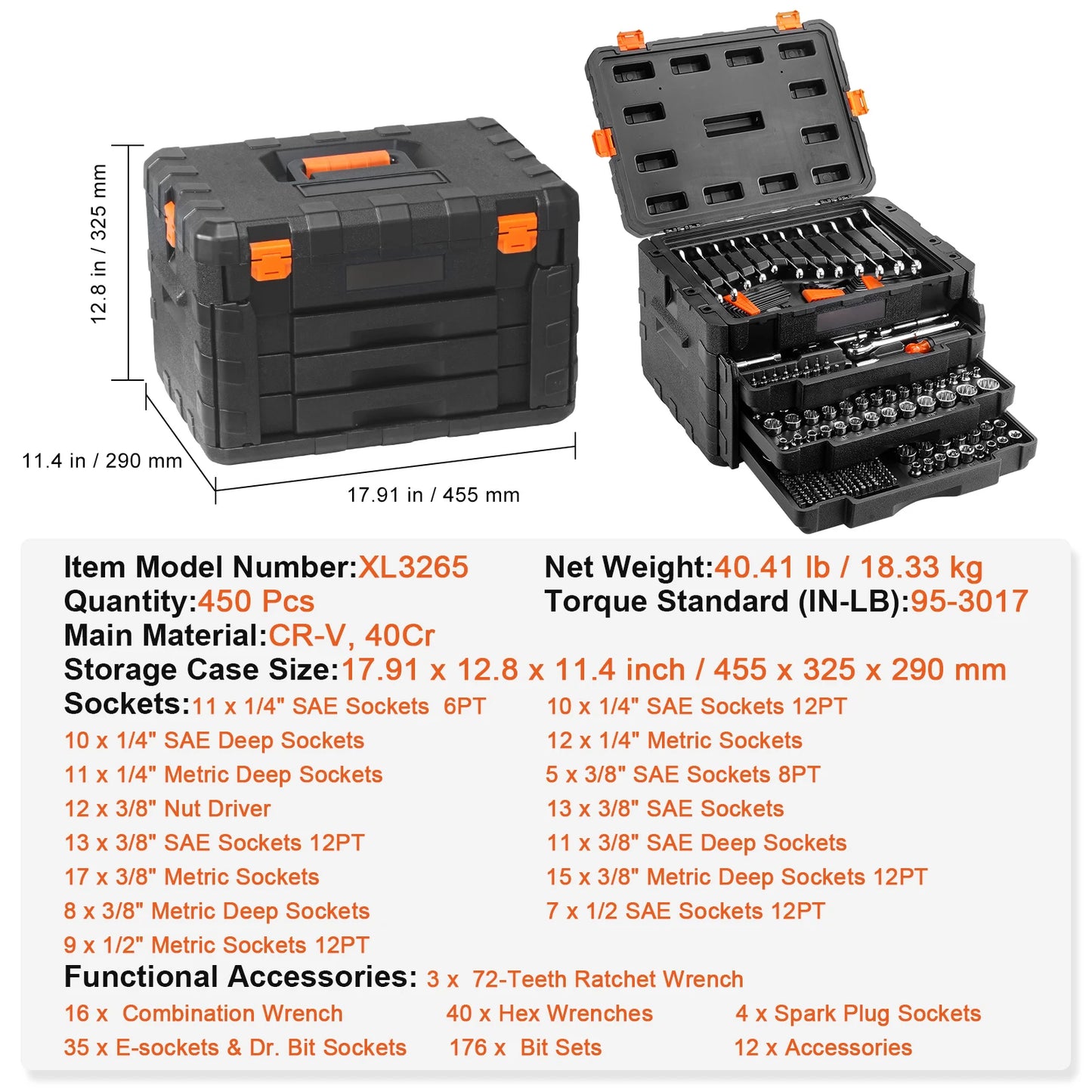 SucceBuy Professional Mechanics Tool And Socket Set Master Kit