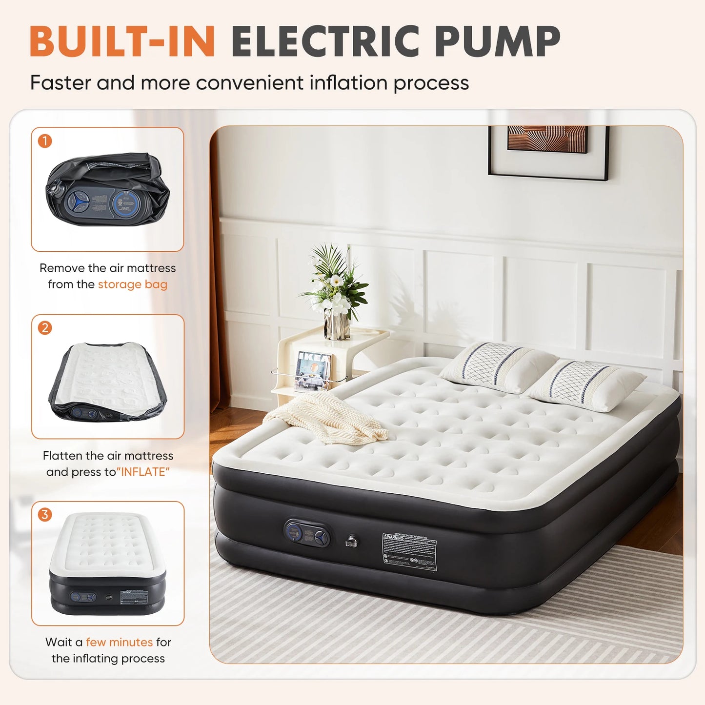 JHK Air Mattress Double Height With Non Slip Bottom