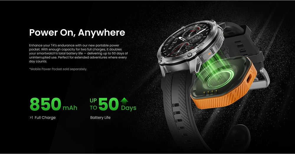 KOSPET Tank T4 Smartwatch For Men GPS Offline Maps 10ATM