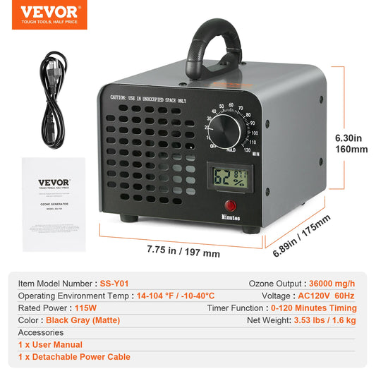 VEVOR Ozongenerator 12000 36000 24000 mg Geruchsentferner
