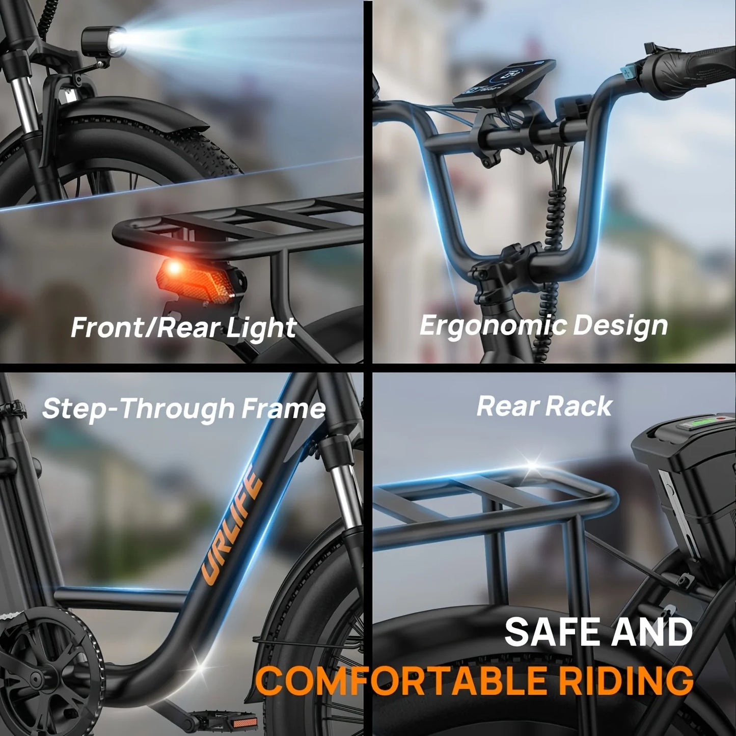 URLIFE E20 1000W Electric Bike With Dual Disc Brakes Removable Battery