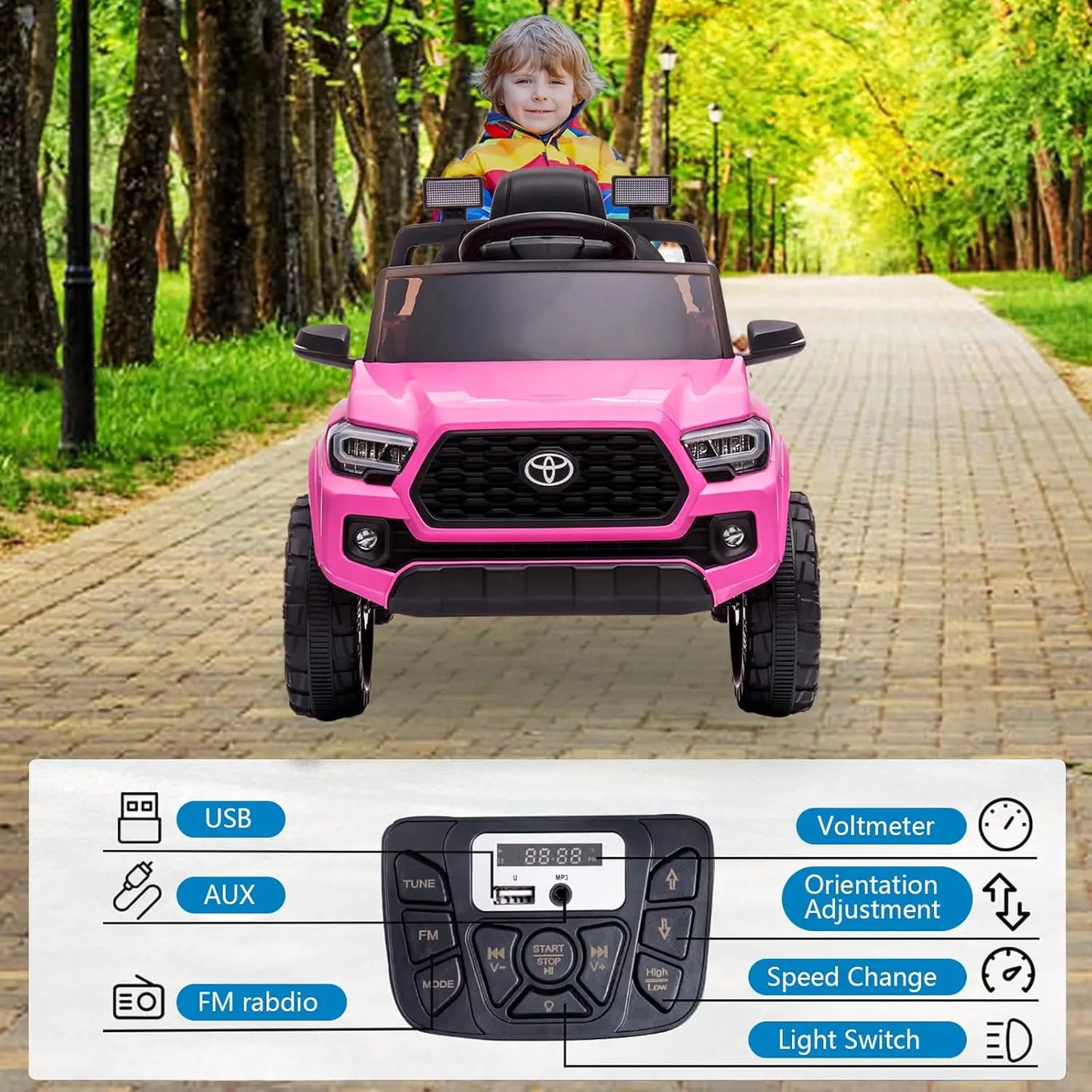 HiMISS 12V Kids Ride On Car With Remote And LEDHeadlights