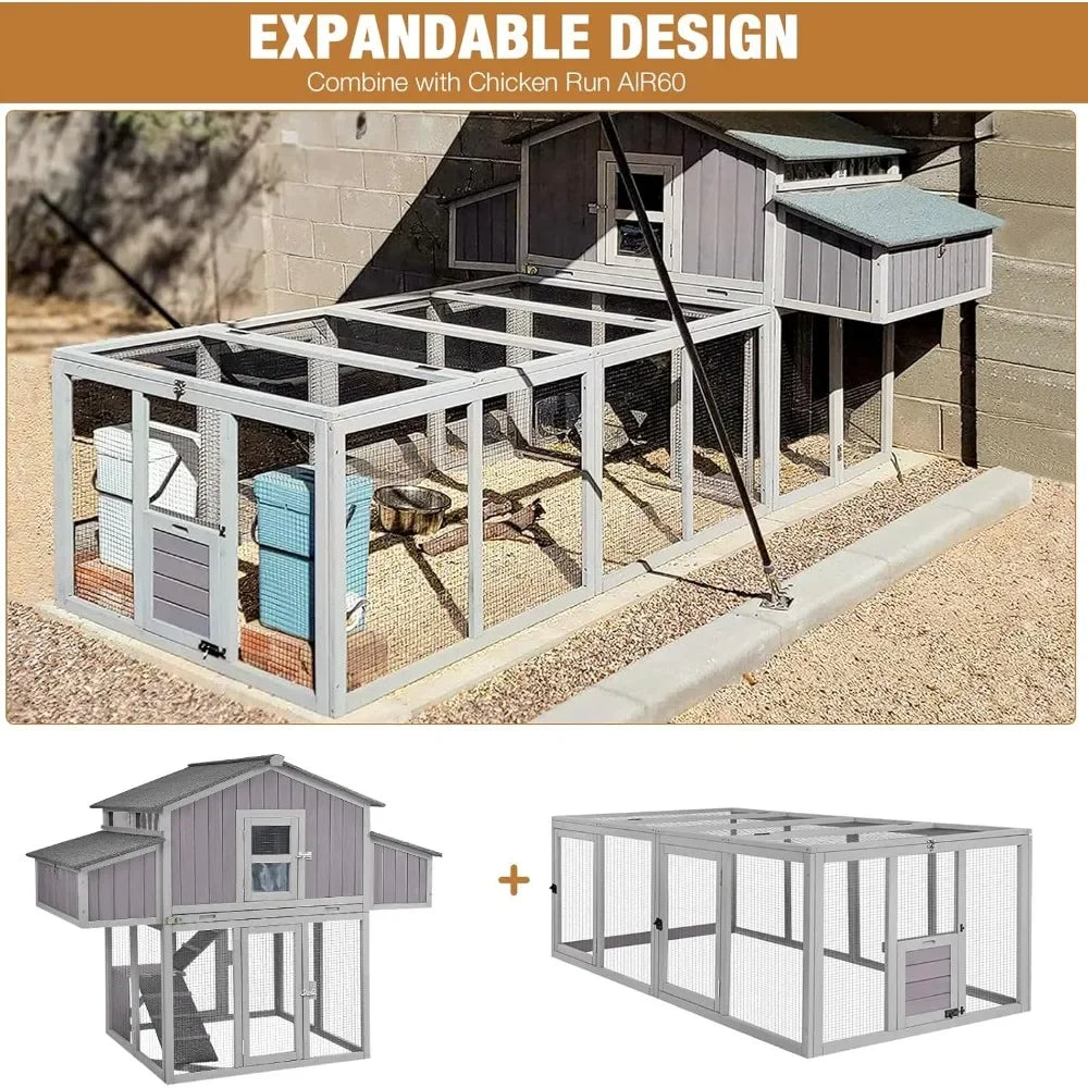 Foldable Outdoor Chicken Coop For 6-8 Chickens Weather Resistant
