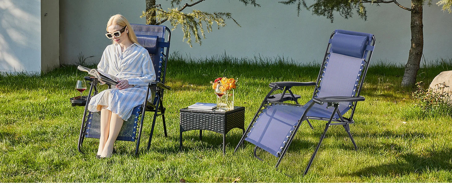 JHK Zero Gravity Two Pack Portable Recliners for Outdoor Patio