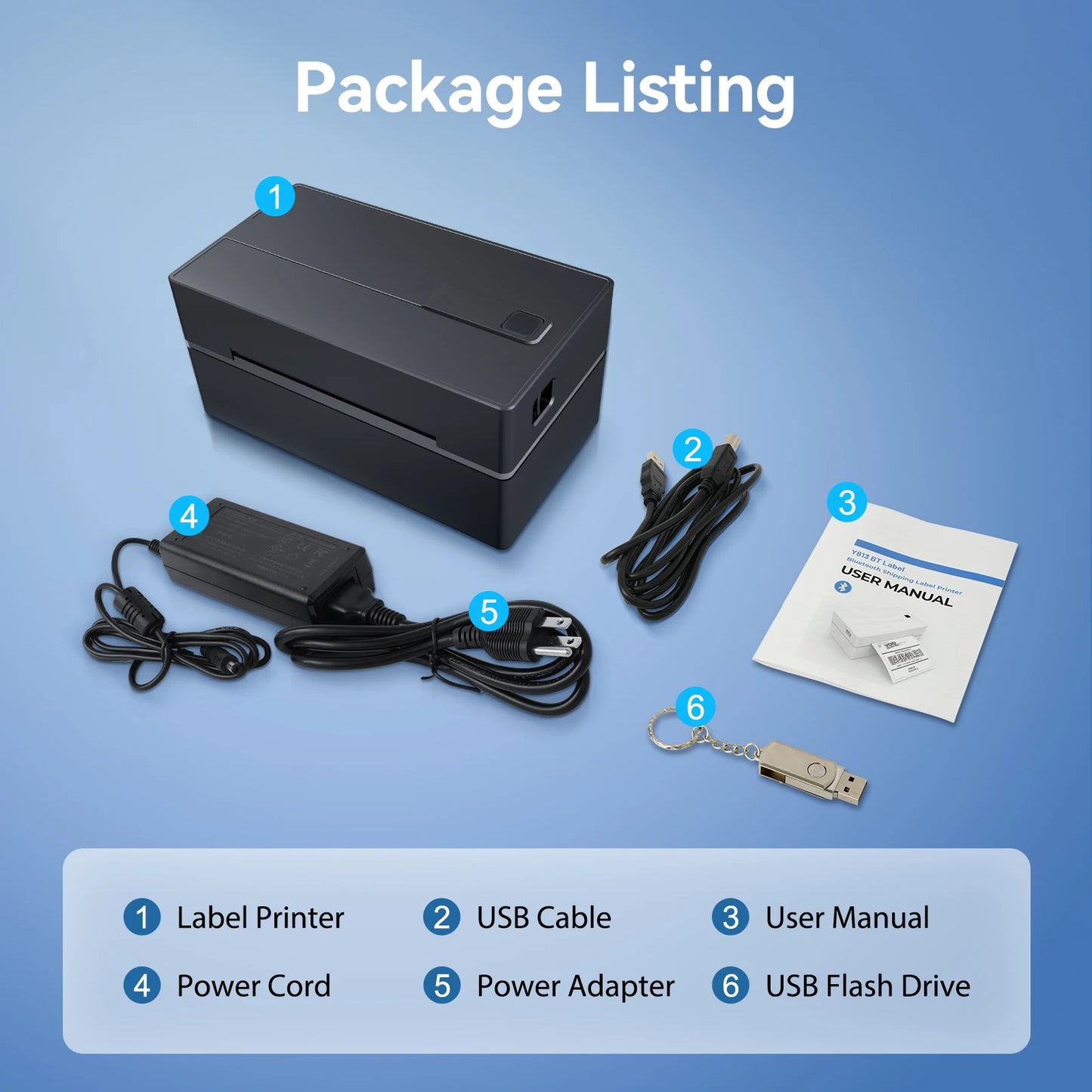 TakeYou Portable Thermal Label Printer 203DPI Bluetooth USB