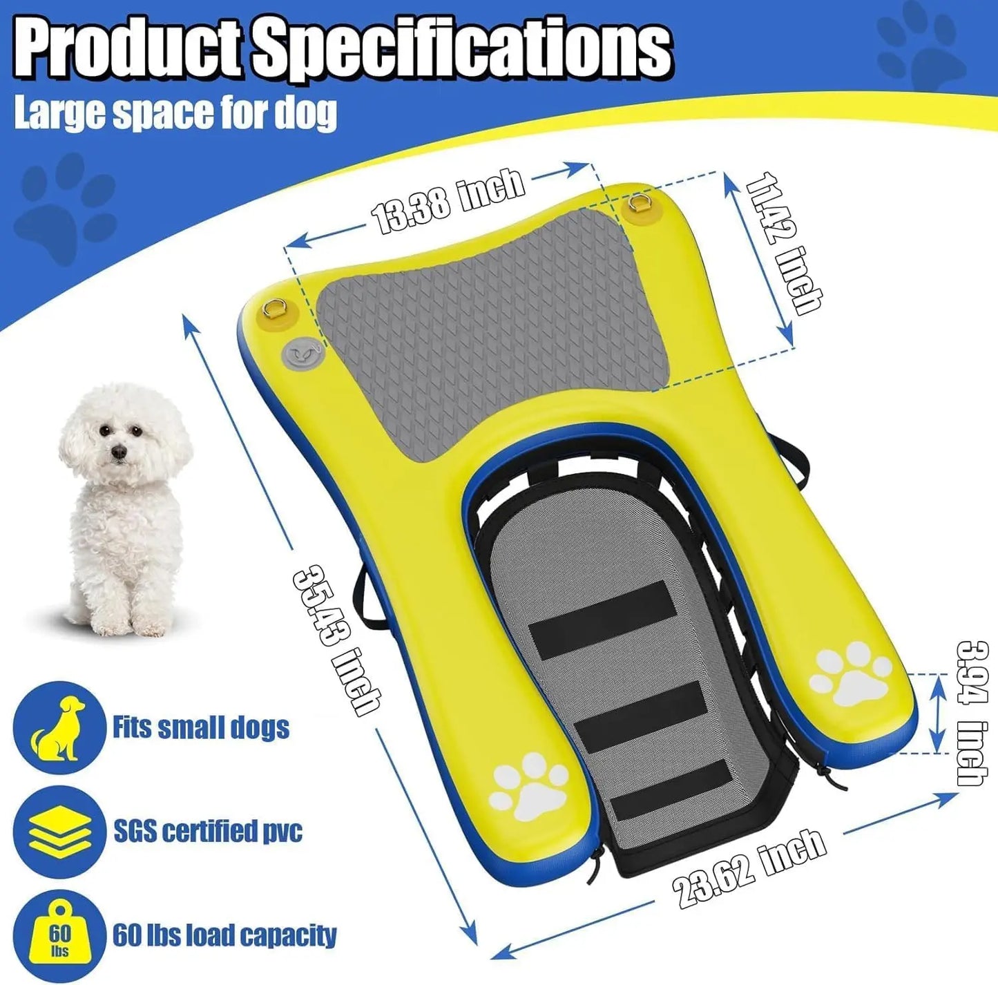 Inflatable Dog Boat Ramp With Anti Slip EVA Foam Dock Platform