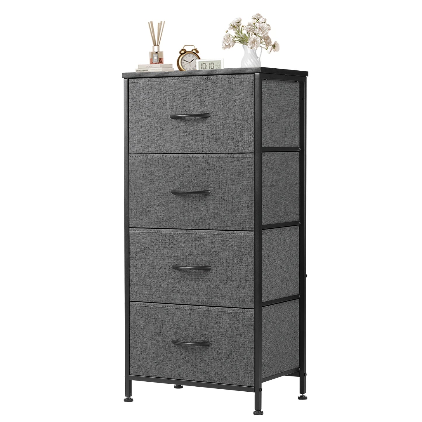 JHK Four Drawer Fabric Cabinets Living Room With Metal Frame