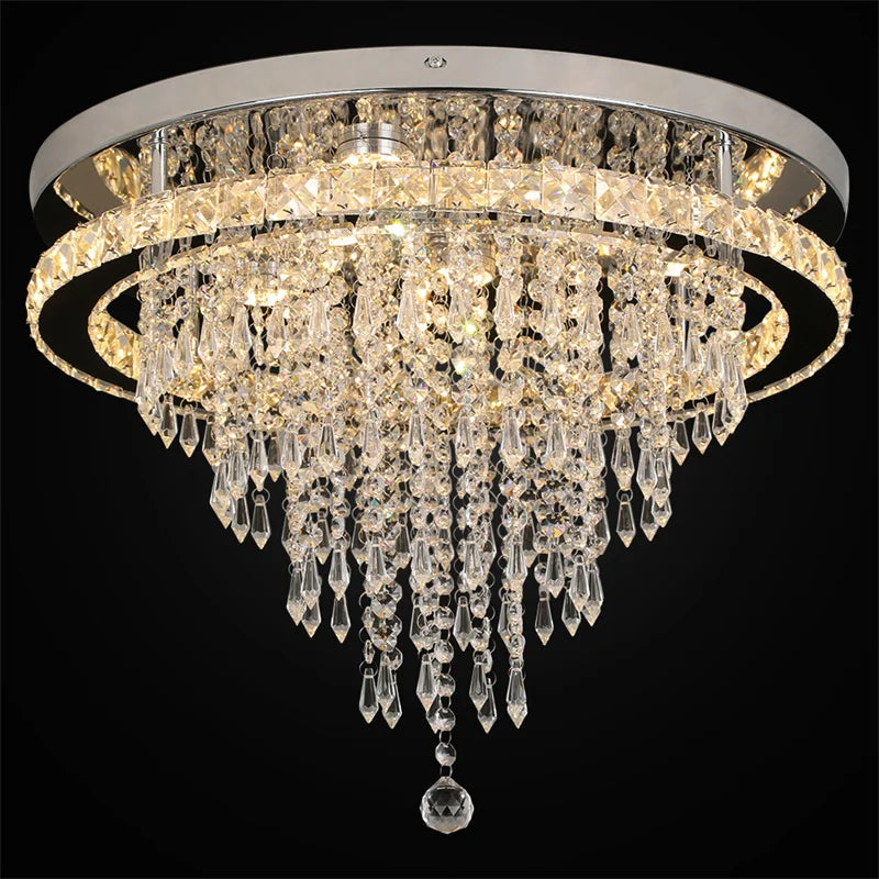 GreeLustr Modern Minimalist Dimmable LED Crystal Chandelier With Remote