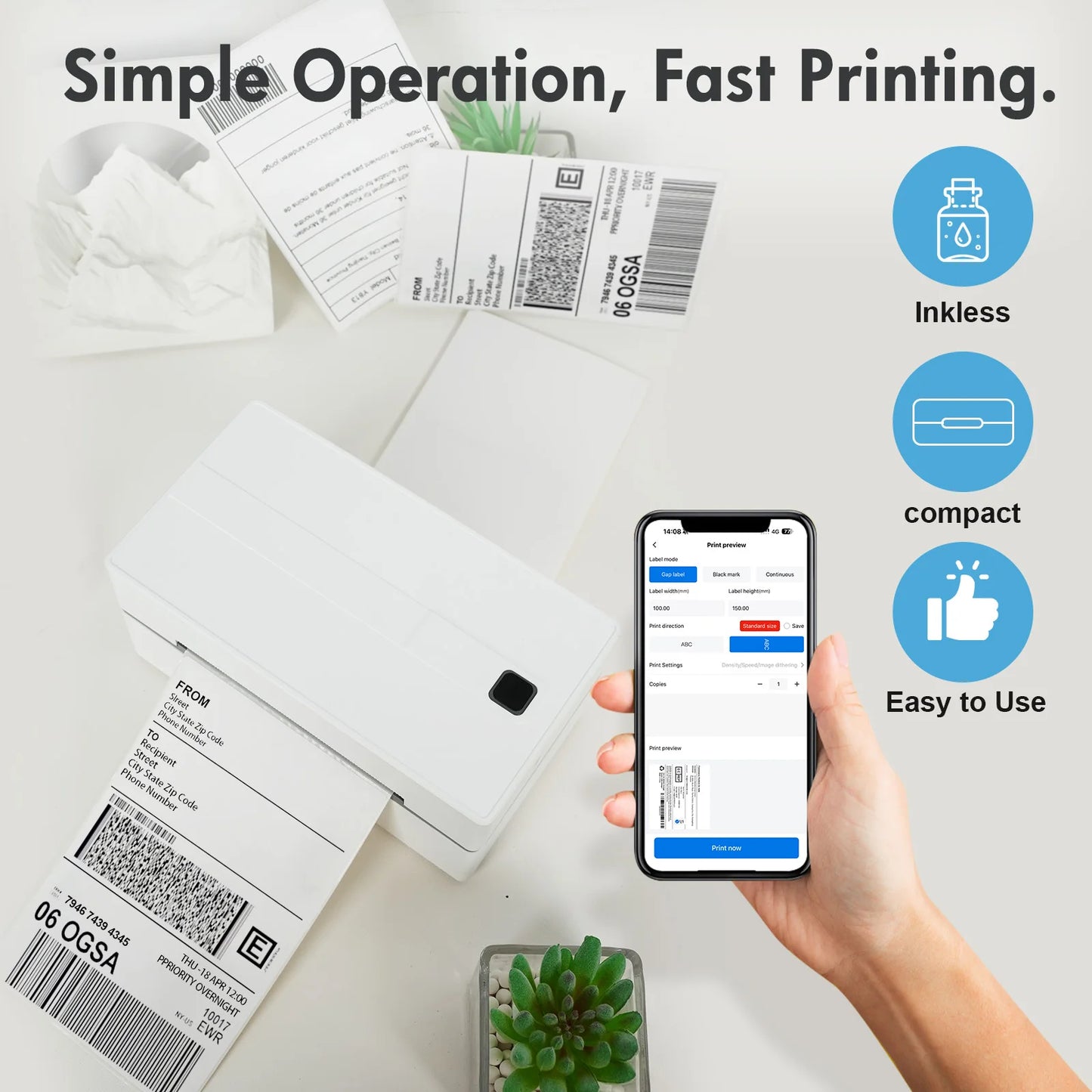 TakeYou Portable Thermal Label Printer 203DPI Bluetooth USB