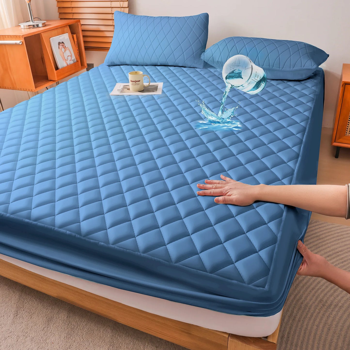 Waterproof Mattress Protector, Skin Friendly Quilted Cover With Deep Pocket