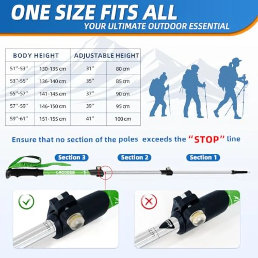 Lightweight Collapsible Hiking Poles Telescoping Trekking Poles Set