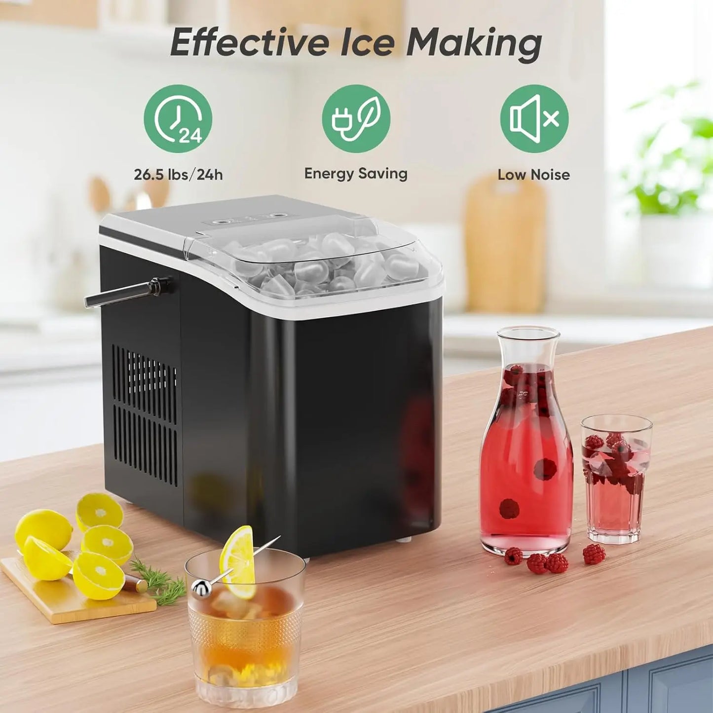 Portable Countertop Ice Maker With Fast Ice And Self Cleaning