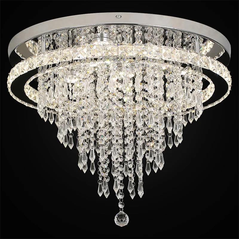GreeLustr Modern Minimalist Dimmable LED Crystal Chandelier With Remote