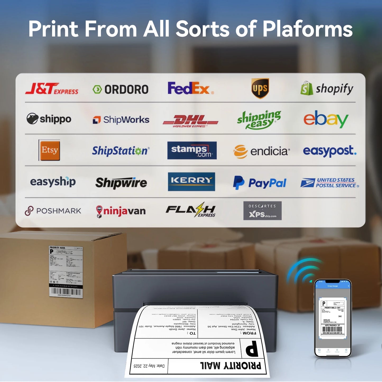 TakeYou Portable Thermal Label Printer 203DPI Bluetooth USB