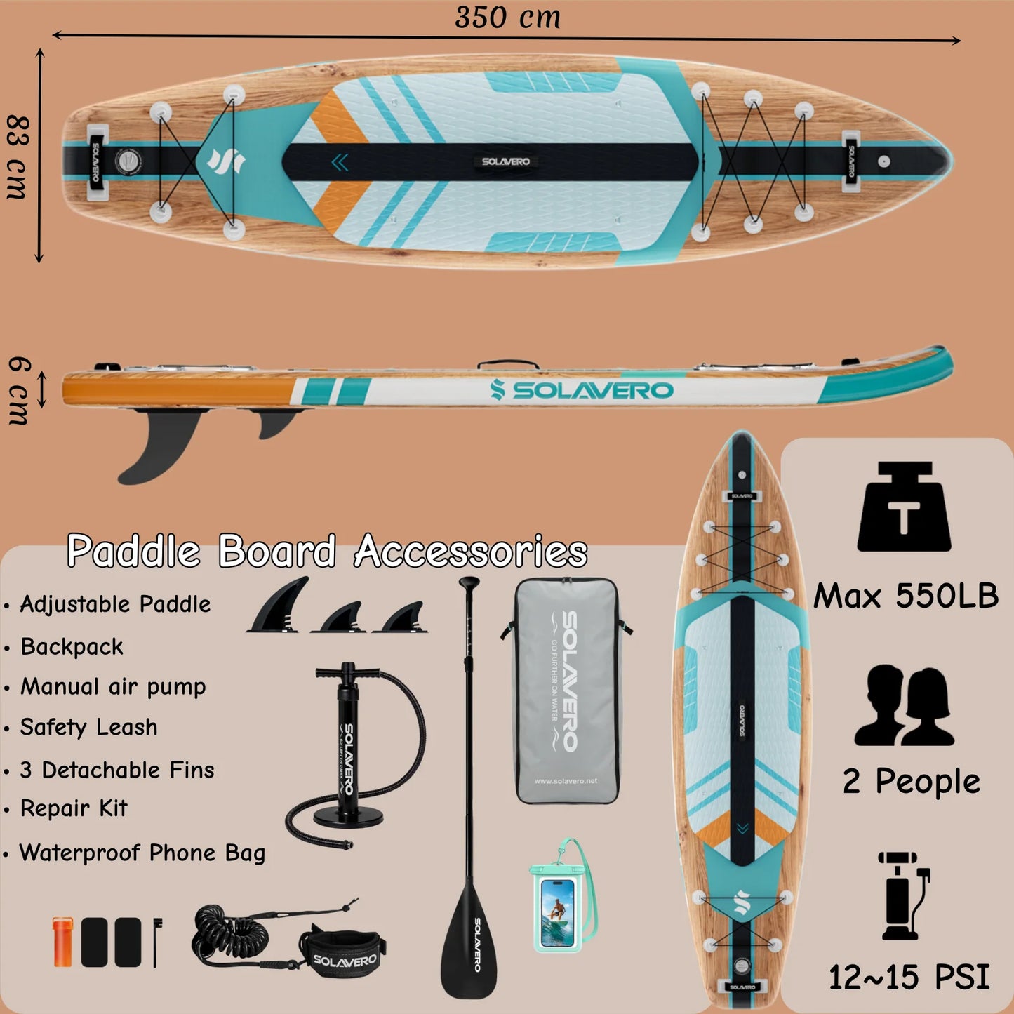 Inflatable Stand Up Paddle Board Non Slip EVA Deck With Premium Accessories