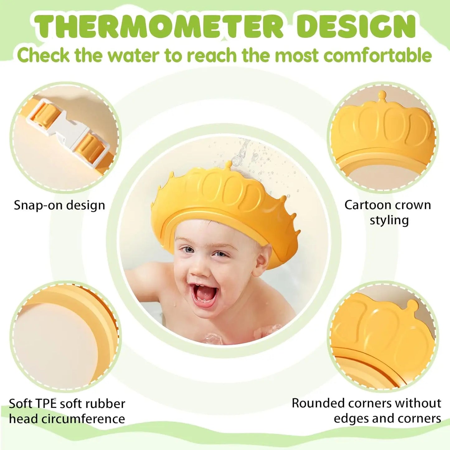 Baby Bath Tub With Cushion Thermometer Foldable Design