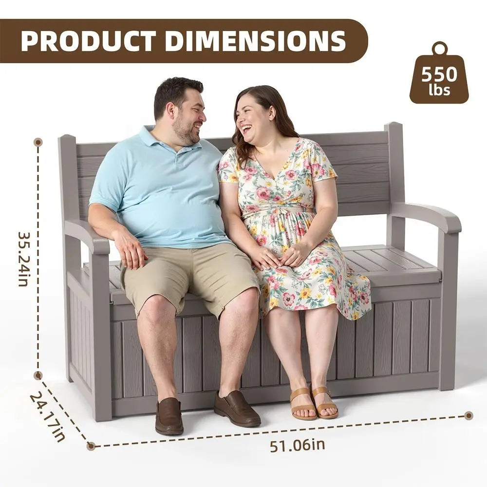 Outdoor Storage Bench Resin Deck Box With Lockable Lid