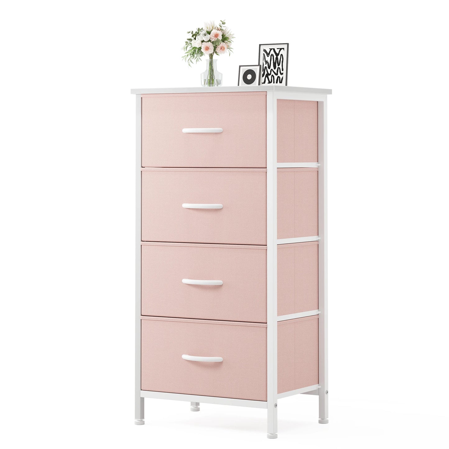 JHK Four Drawer Fabric Cabinets Living Room With Metal Frame