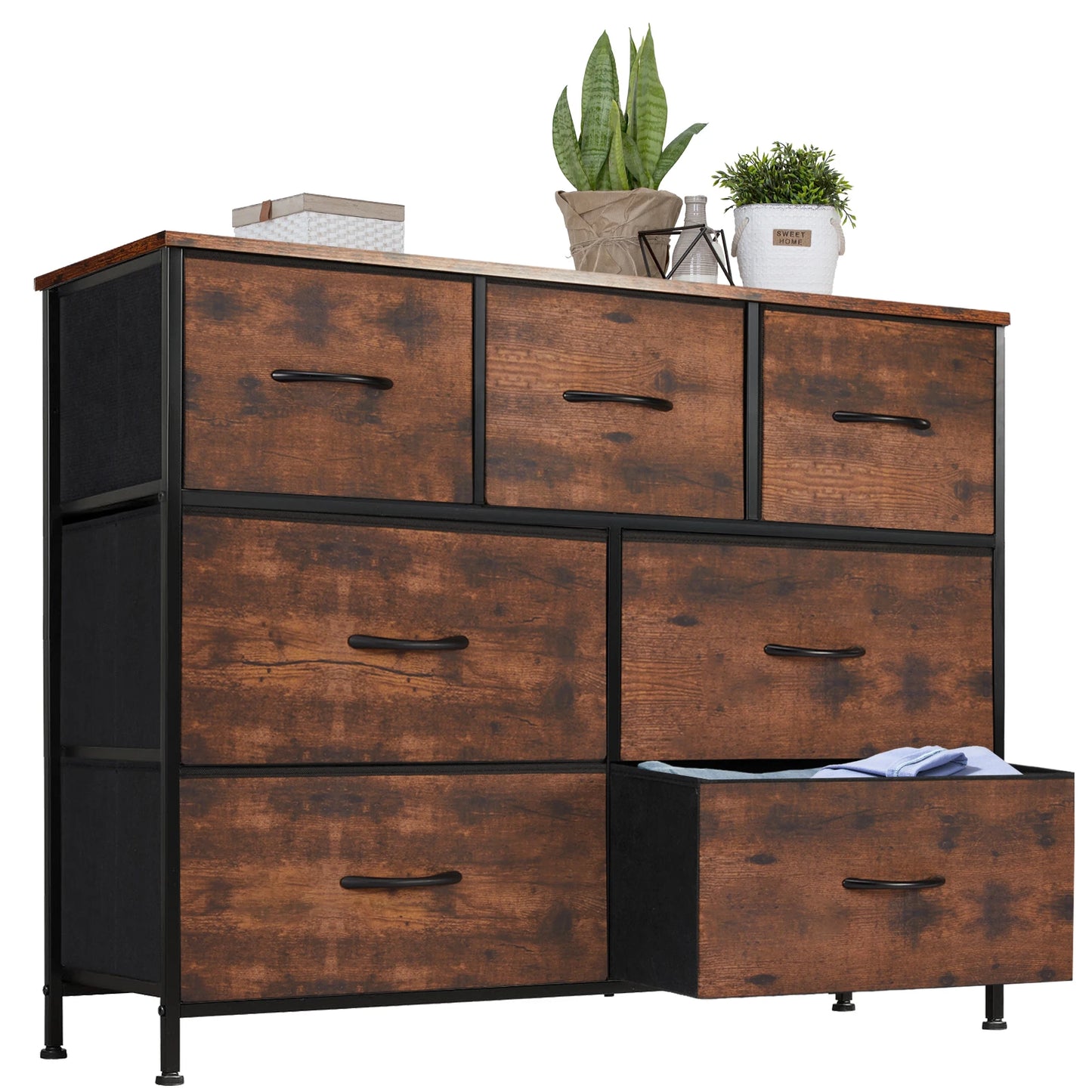 JHK Dresser With Seven Fabric Drawers Bedroom Organizer