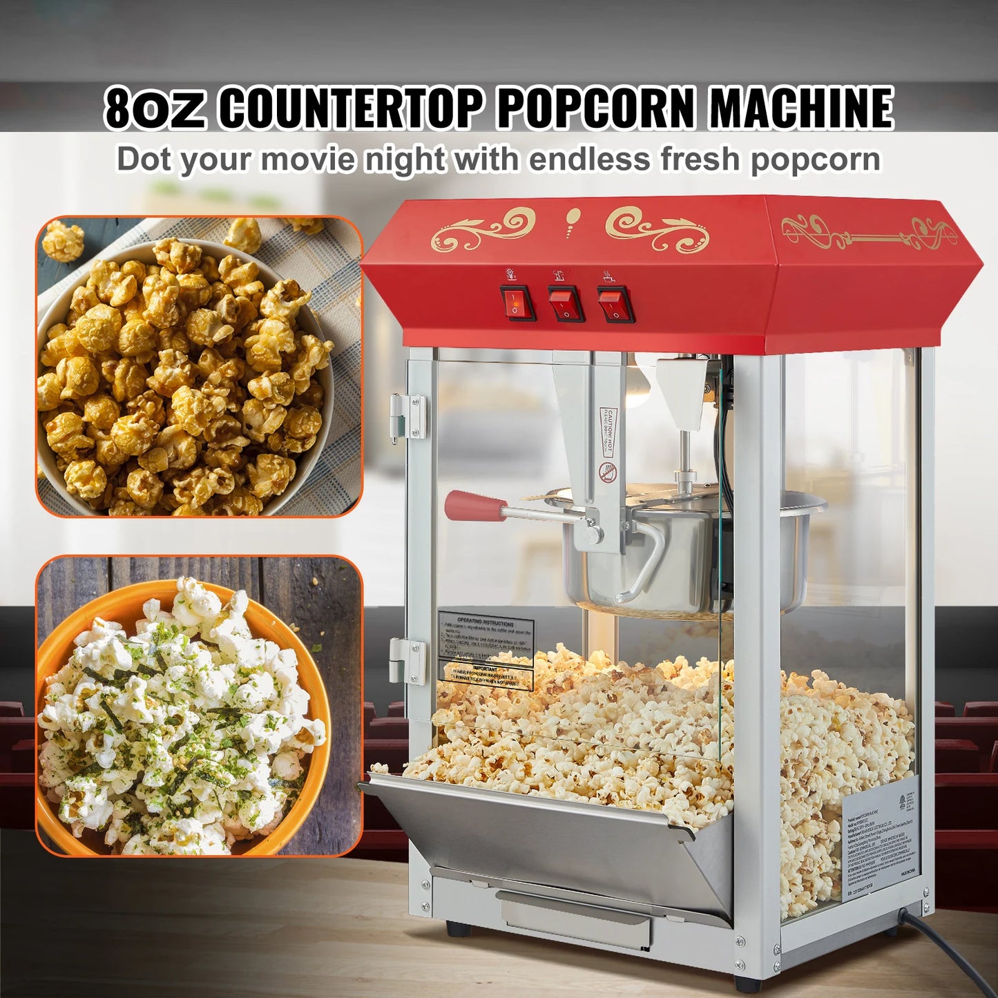 Succebuy Popcorn Maker Commercial Popper Machine SUS304 Heating Tube