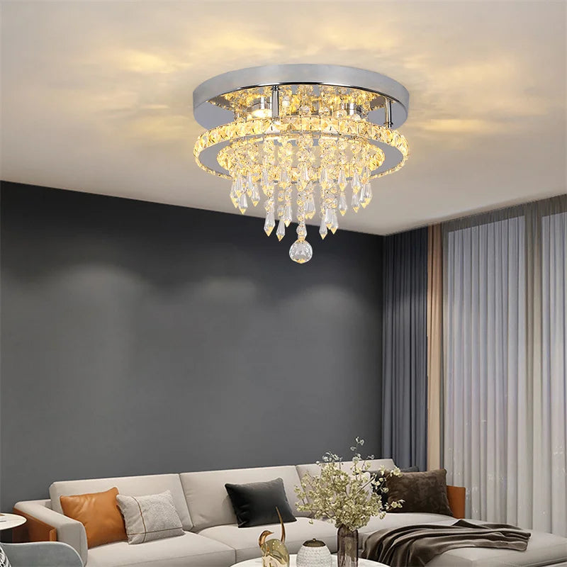 GreeLustr Modern Minimalist Dimmable LED Crystal Chandelier With Remote