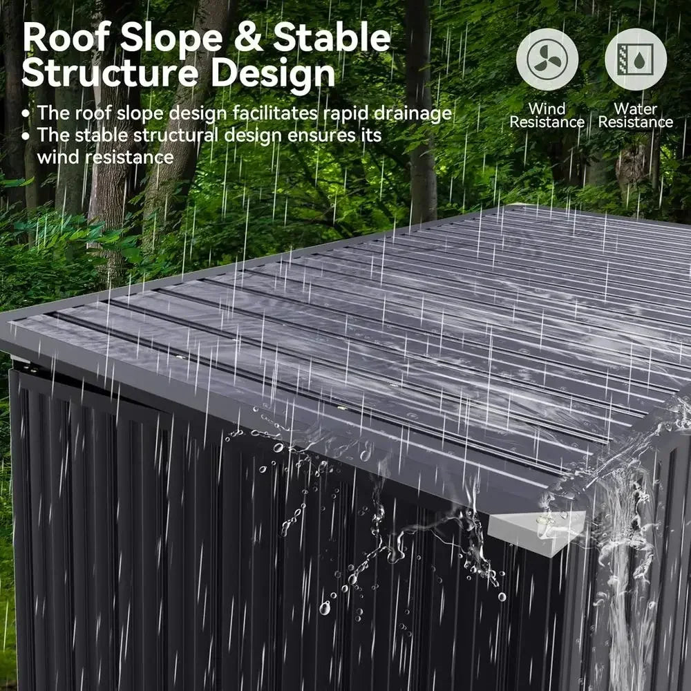 Enhanced Metal Outdoor Storage Shed for Trash Cans and Tools