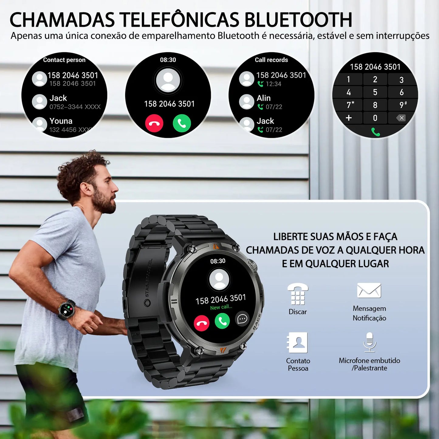 EIGIIS KE3 Bluetooth Smartwatch For Men Health Monitor