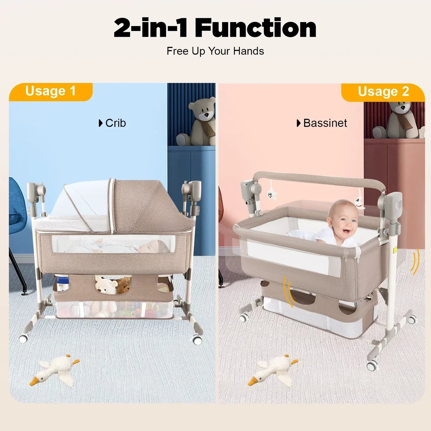 Smart Electric Baby Bassinet Bedside Sleeper With Music Automatic Cradle