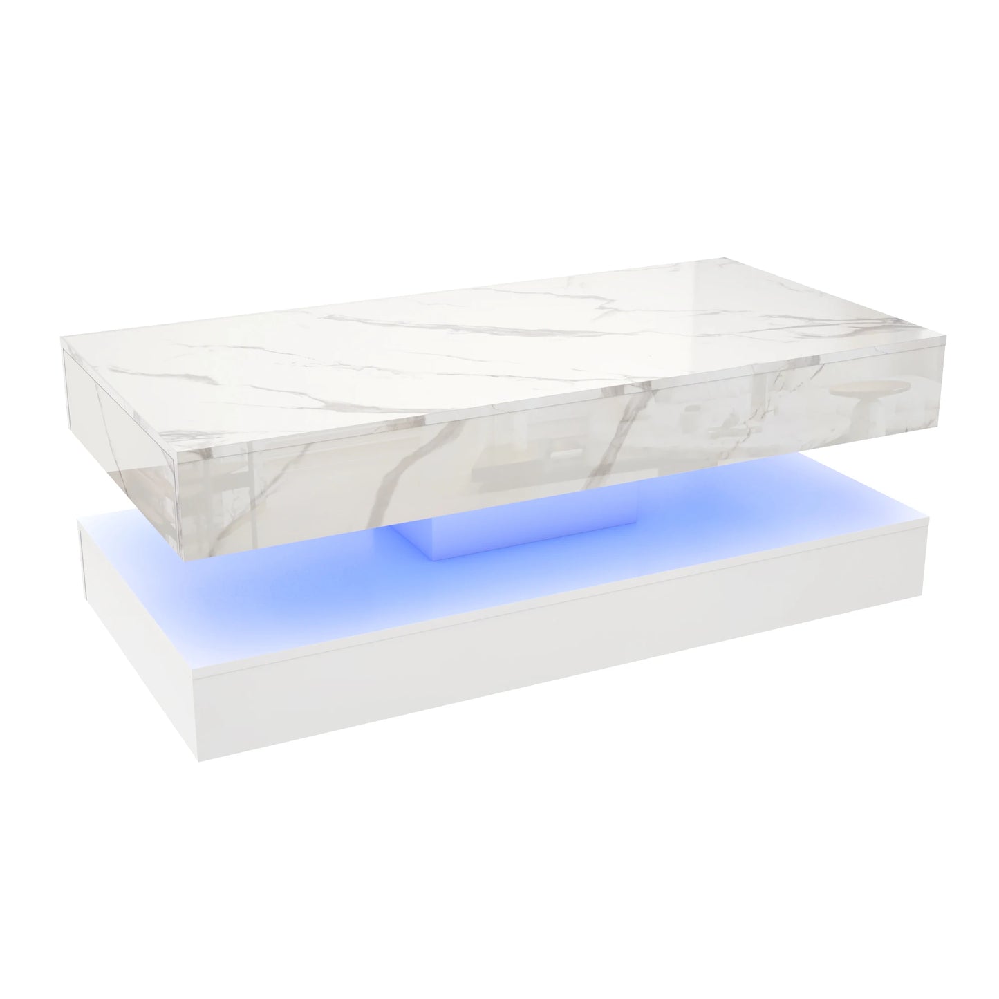 QiaoShiRen Modern LED Coffee Table With Two Storage Drawers
