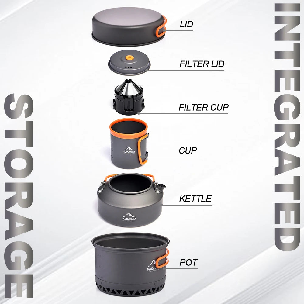 Widesea Outdoor Camping Cookware Set Pots Kettle Cups Utensils