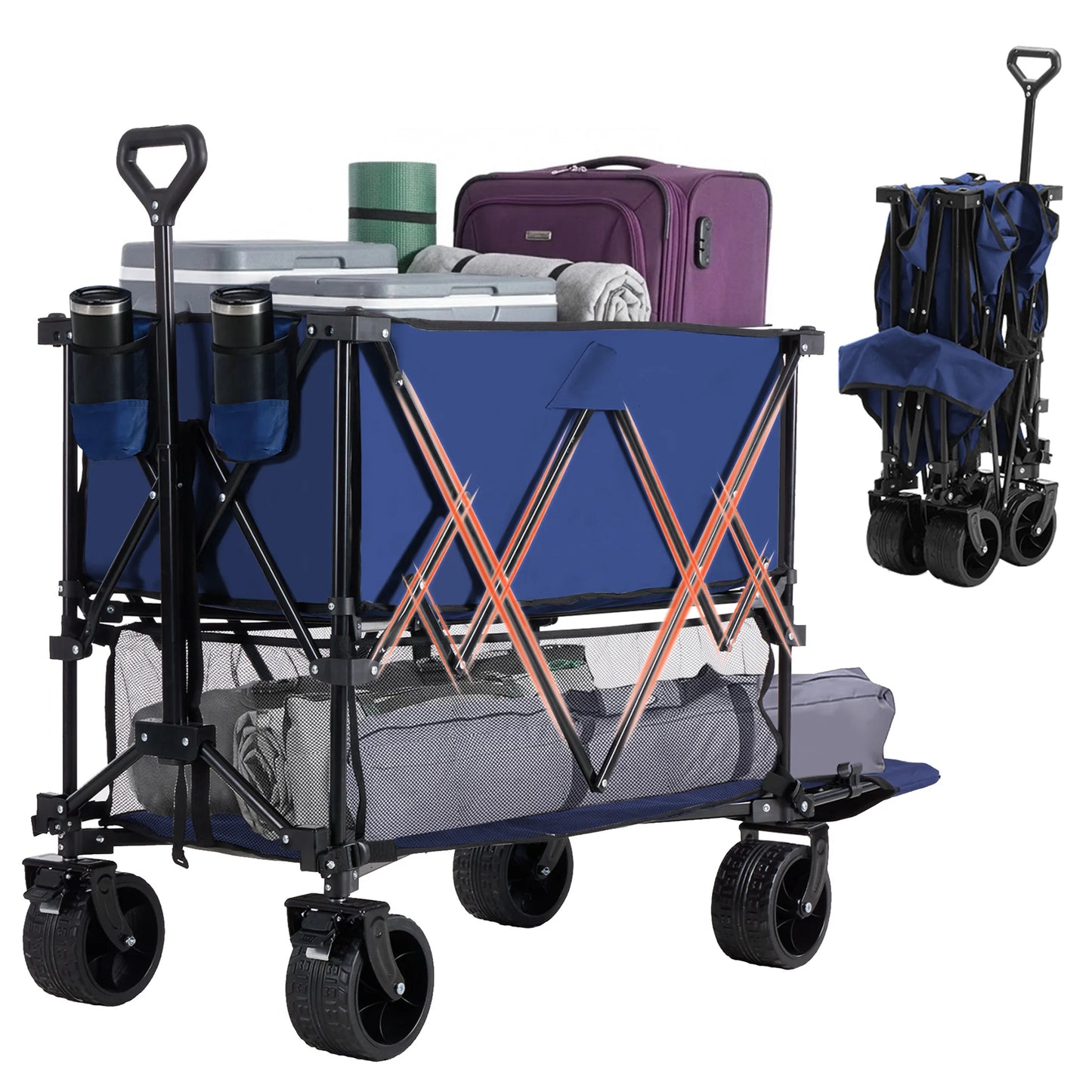 JHK Finishes Double Decker Wagon Cart 440 Lb Capacity Foldable