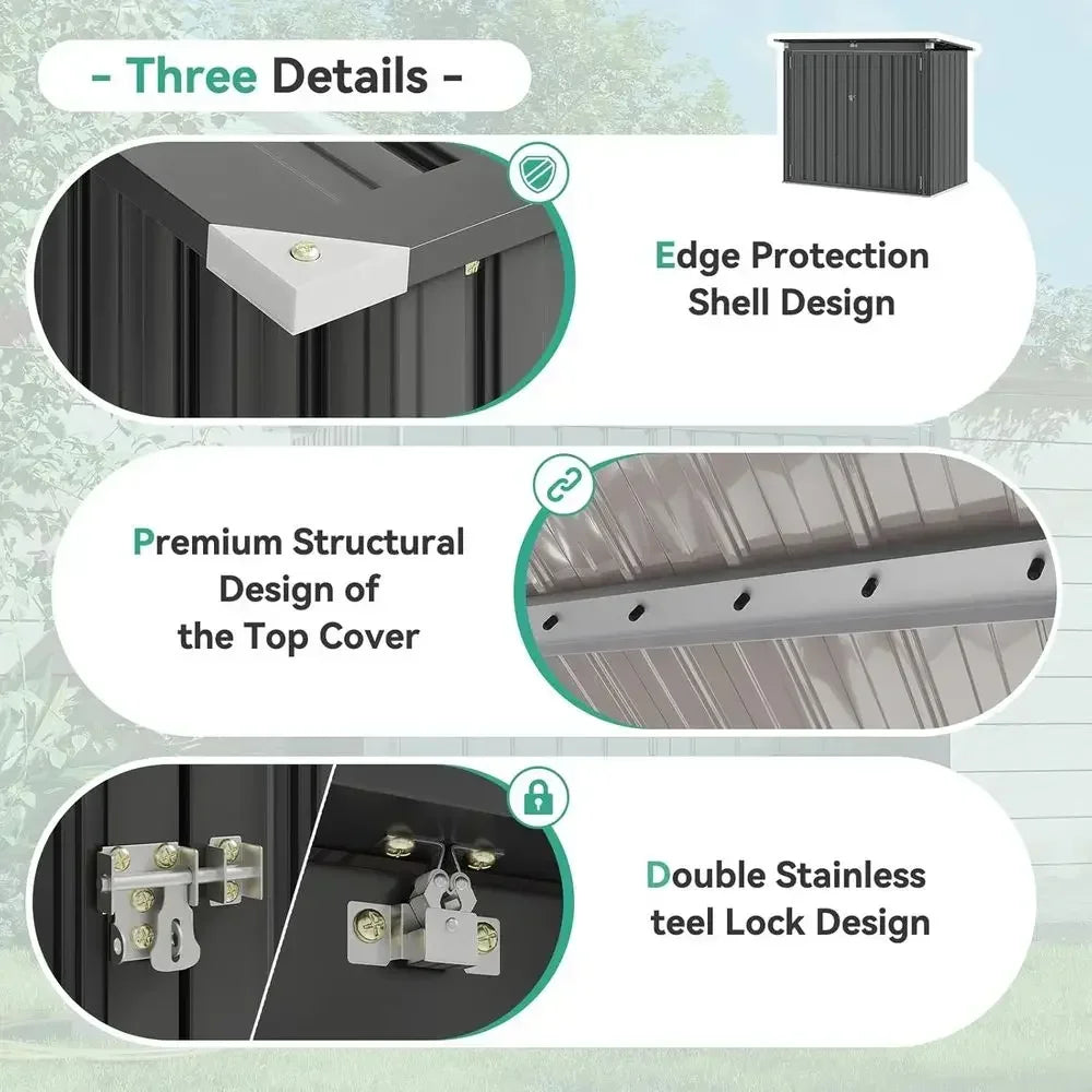 Enhanced Metal Outdoor Storage Shed for Trash Cans and Tools