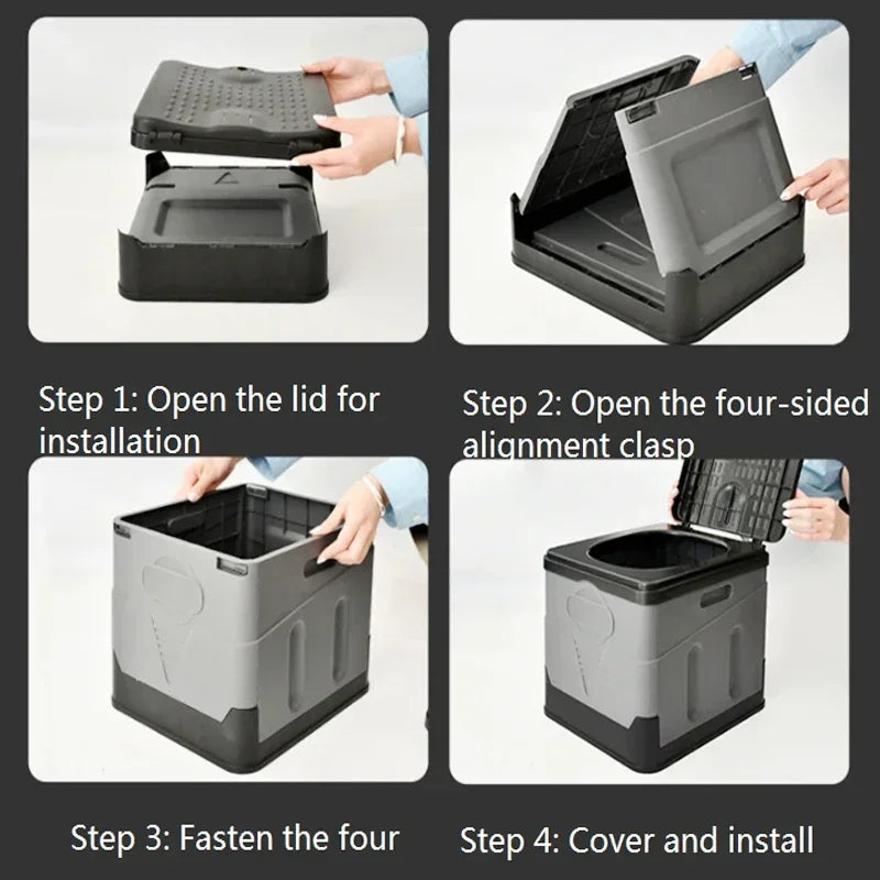 Outdoor Folding Portable Toilet For Camping And Travel Reusable