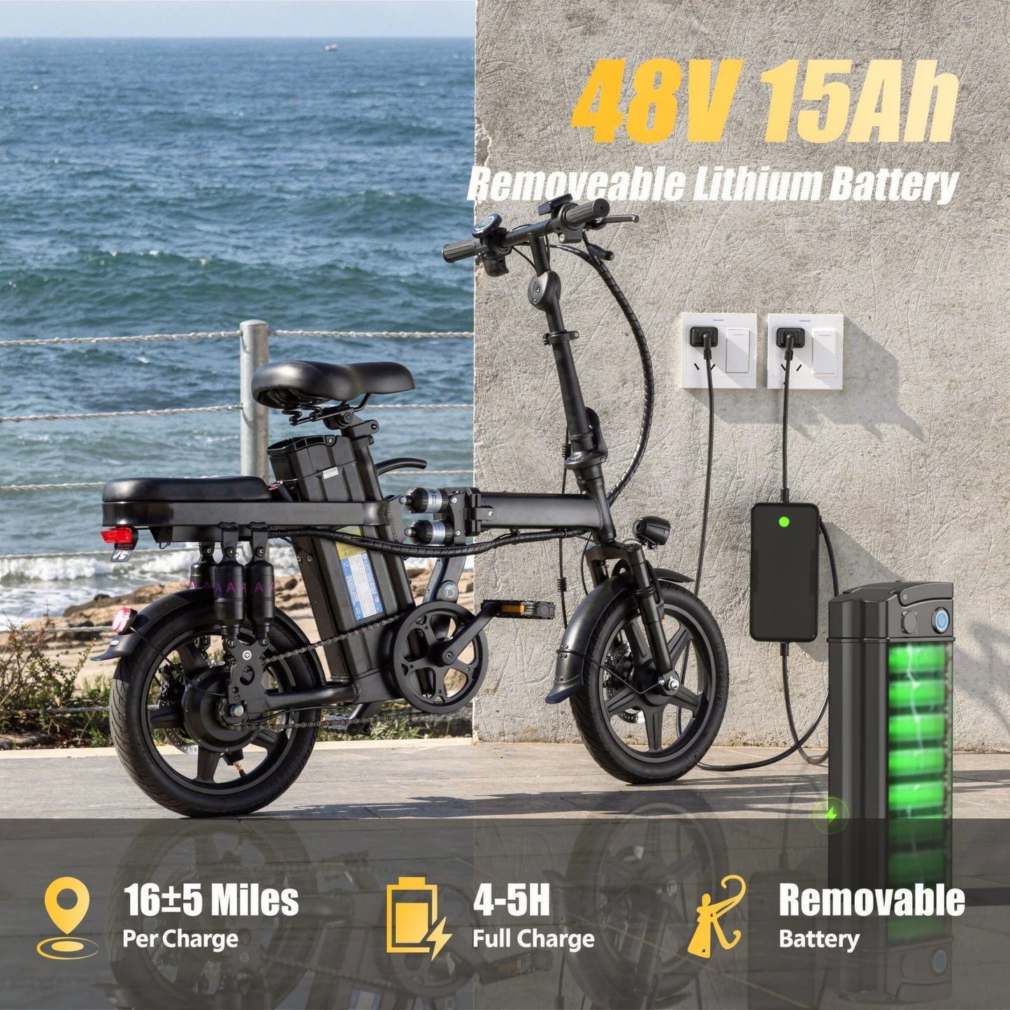 Foldable Electric Bicycle For Adults, 500W Motor, 48V Battery, 8 Shock Absorbers