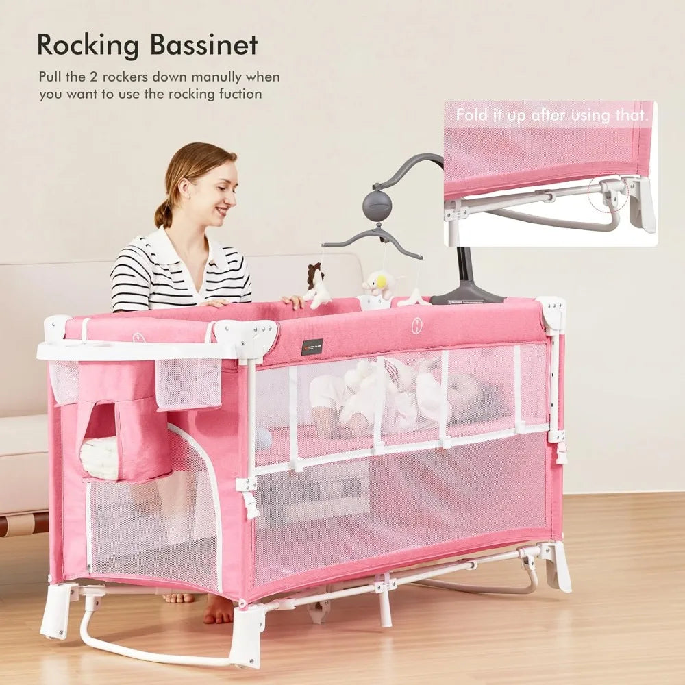 5 In 1 Baby Bassinet Crib Sleeper With Removable Rocker