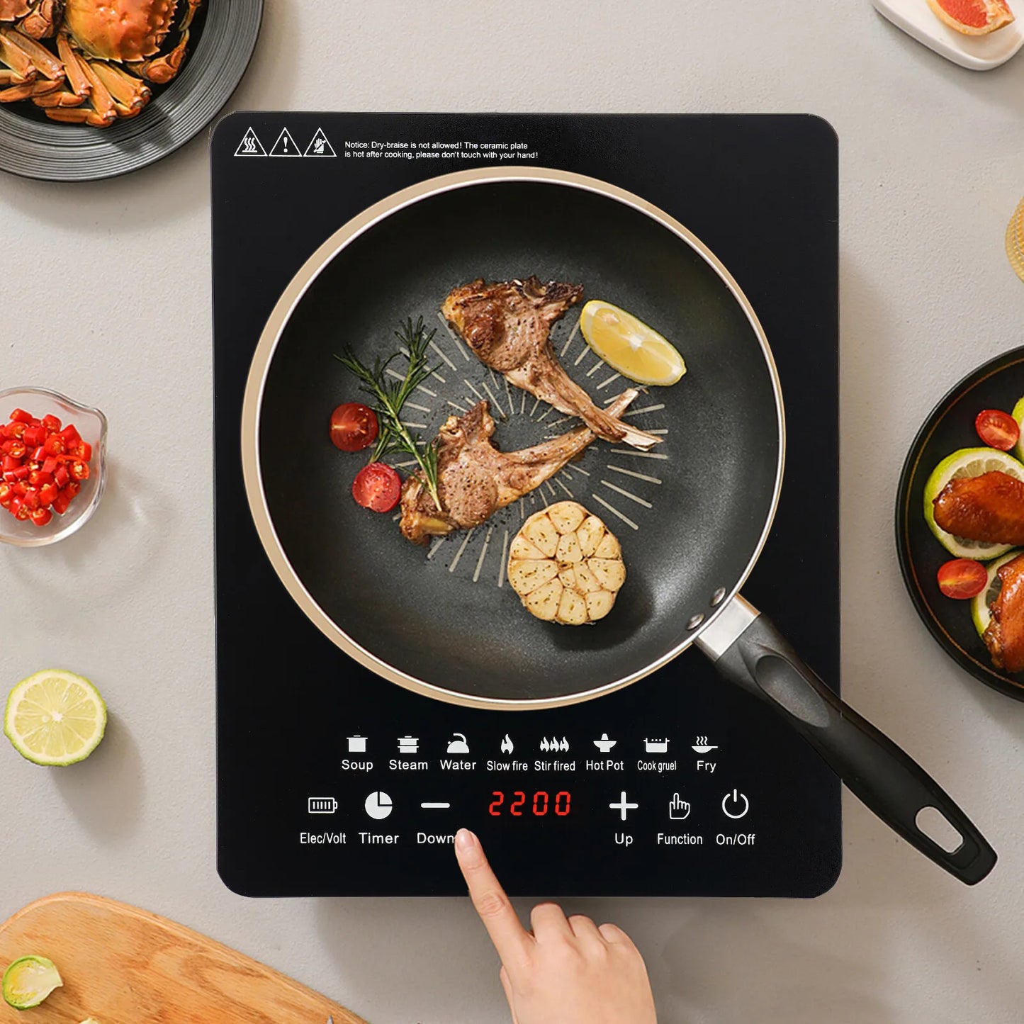 Induction Cooktop 110V 750W With 8 Power Levels Timer