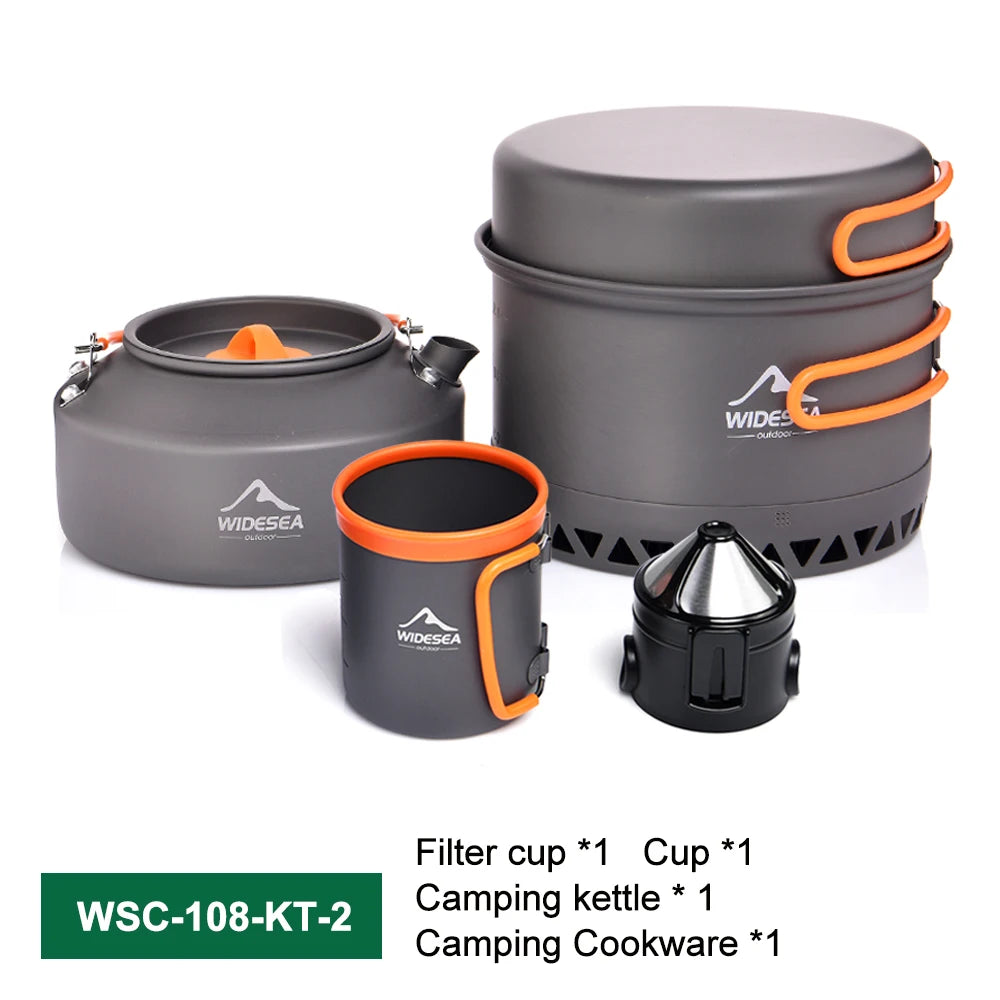 Widesea Outdoor Camping Cookware Set Pots Kettle Cups Utensils